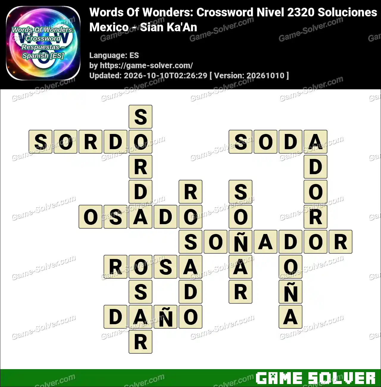 Words Of Wonders: Crossword Nivel 2320 Soluciones – Mexico – Sian Ka’An